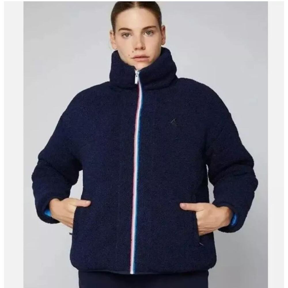 Fourlaps Polar Quilted Reversible Unisex Navy Blue Sherpa Jacket - Size S - NWT